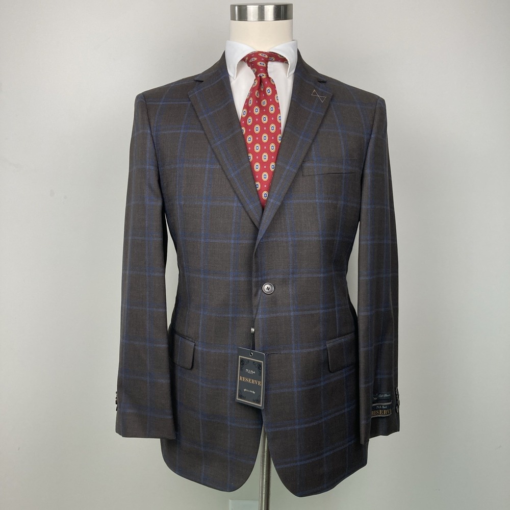 Jos A Bank Mens Tailored Fit Wool Blazer Sport Coat Jacket 42/43R Chacolate Blue